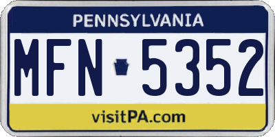 PA license plate MFN5352