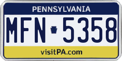 PA license plate MFN5358
