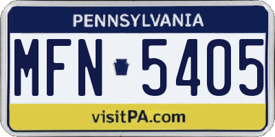 PA license plate MFN5405