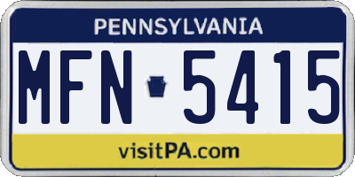 PA license plate MFN5415