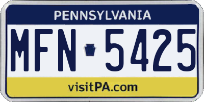 PA license plate MFN5425