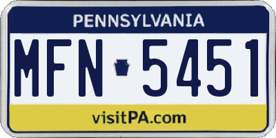 PA license plate MFN5451