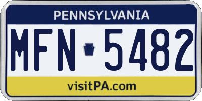 PA license plate MFN5482