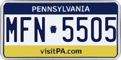 PA license plate MFN5505