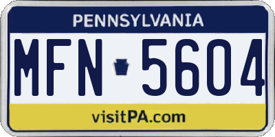 PA license plate MFN5604