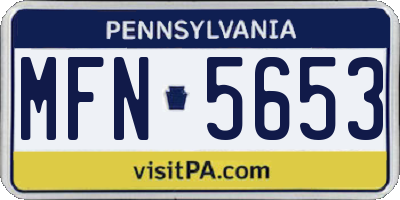 PA license plate MFN5653