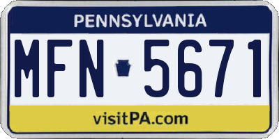 PA license plate MFN5671