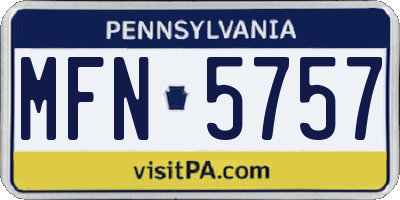 PA license plate MFN5757
