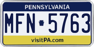PA license plate MFN5763