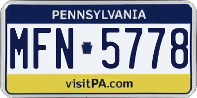 PA license plate MFN5778