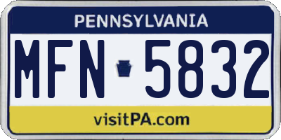 PA license plate MFN5832