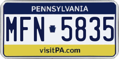 PA license plate MFN5835