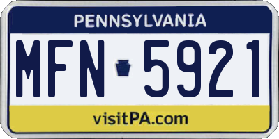 PA license plate MFN5921