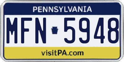 PA license plate MFN5948