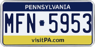 PA license plate MFN5953