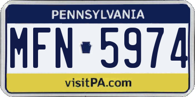 PA license plate MFN5974