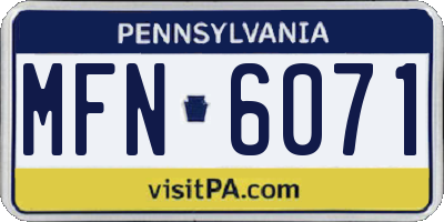 PA license plate MFN6071