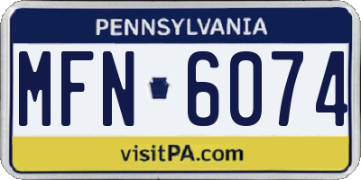 PA license plate MFN6074