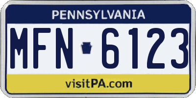 PA license plate MFN6123
