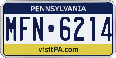 PA license plate MFN6214