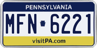 PA license plate MFN6221