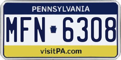 PA license plate MFN6308
