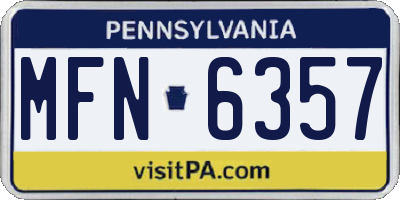 PA license plate MFN6357