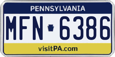 PA license plate MFN6386