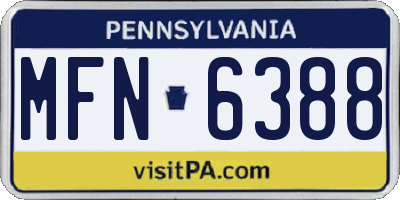 PA license plate MFN6388