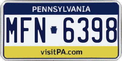 PA license plate MFN6398