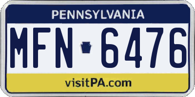 PA license plate MFN6476