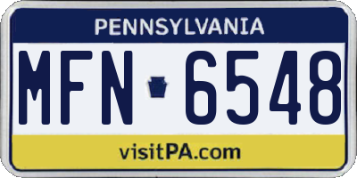 PA license plate MFN6548