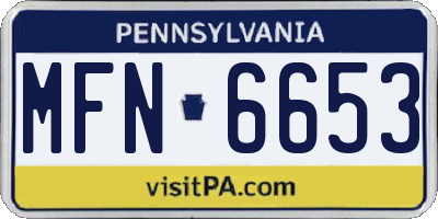 PA license plate MFN6653