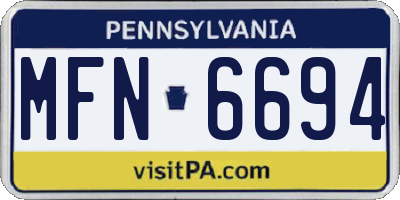 PA license plate MFN6694