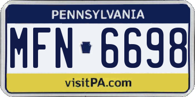 PA license plate MFN6698