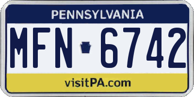 PA license plate MFN6742