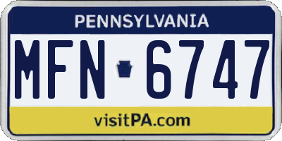 PA license plate MFN6747