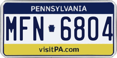 PA license plate MFN6804