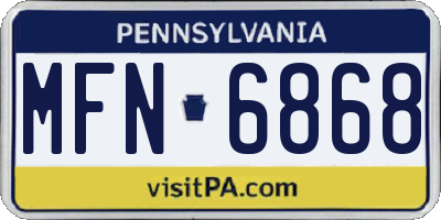 PA license plate MFN6868