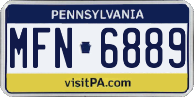 PA license plate MFN6889