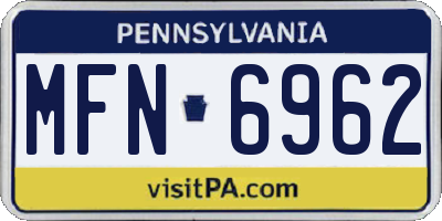 PA license plate MFN6962