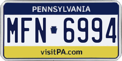 PA license plate MFN6994