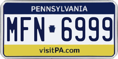 PA license plate MFN6999