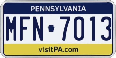 PA license plate MFN7013