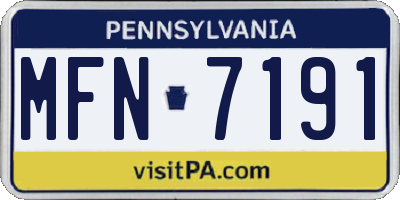 PA license plate MFN7191