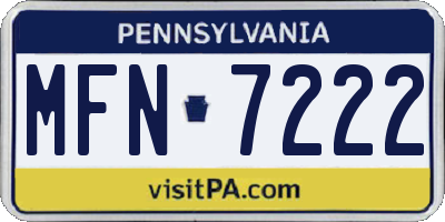 PA license plate MFN7222