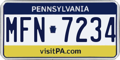PA license plate MFN7234