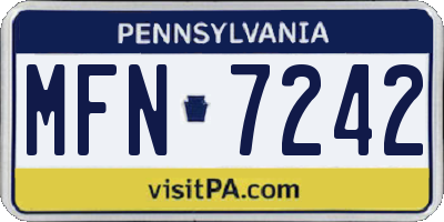 PA license plate MFN7242