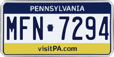 PA license plate MFN7294