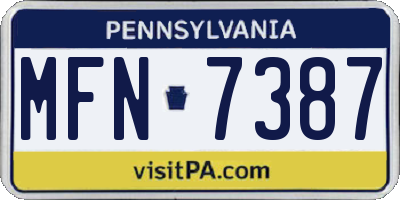 PA license plate MFN7387